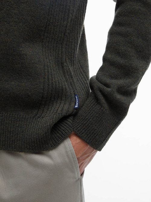 Barbour Half Zip Pullover Wool Olive Model / Detail