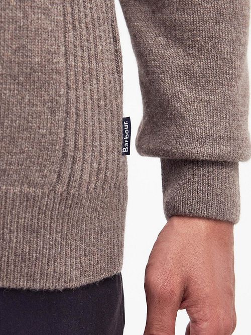 Barbour Half Zip Pullover Wool Taupe Model / Detail