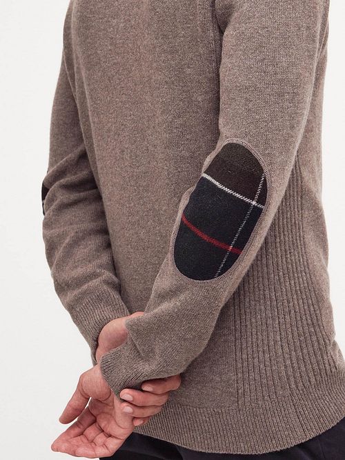 Barbour Halv Zip Trøje i Uld Taupe Model / Detail