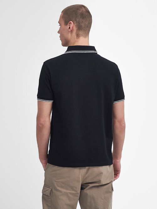 Barbour International Piqué Poloshirt Evan Tipped Zwart