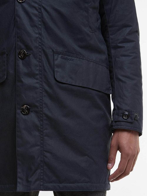 Barbour Voksfrakk Mac Marineblå Model / Detail