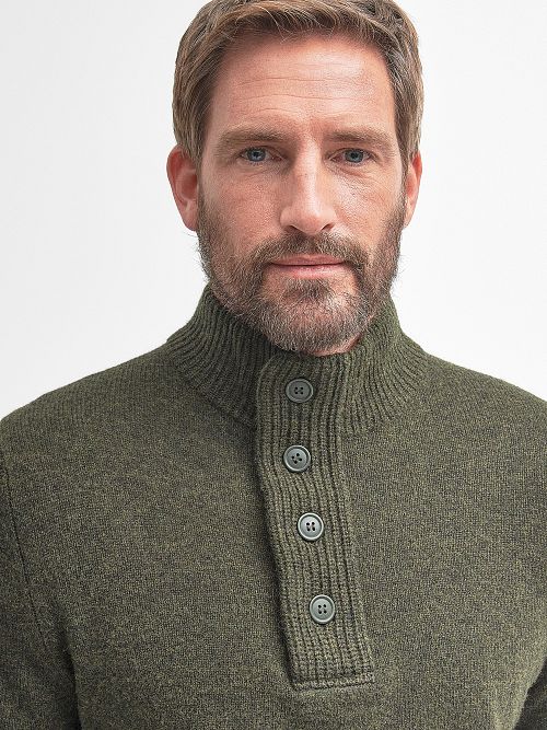 Barbour Sweater Wool Patch Green Model / Voorkant
