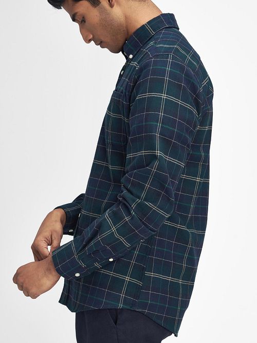 Barbour Kyeloch Hemd Karo Dunkelgrün Model / Zijkant