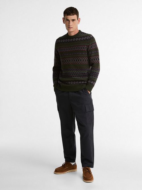 Maglione Barbour Fairisle in lana verde scuro Model / Voorkant