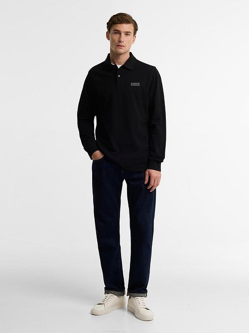 Koszulka polo Barbour International z długim rękawem z piki, Washed Charcoal Model / Voorkant