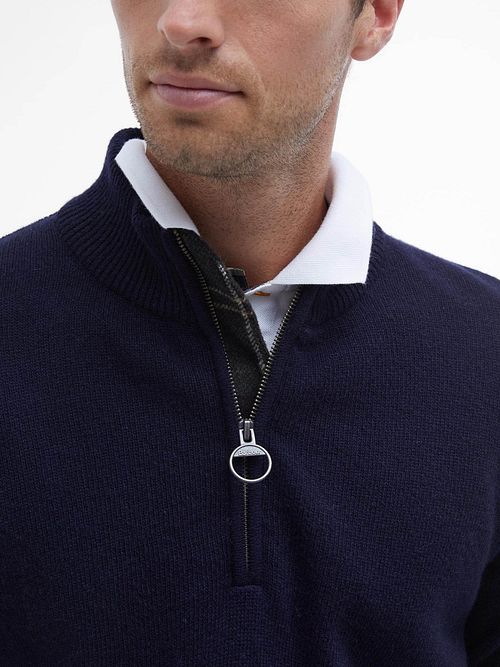 Barbour Half Zip Pullover Wolle Navy Model / Voorkant