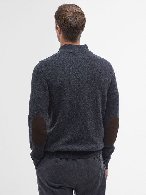 Barbour Pullover Wolle Grün Dunkelgrau Model / Achterkant