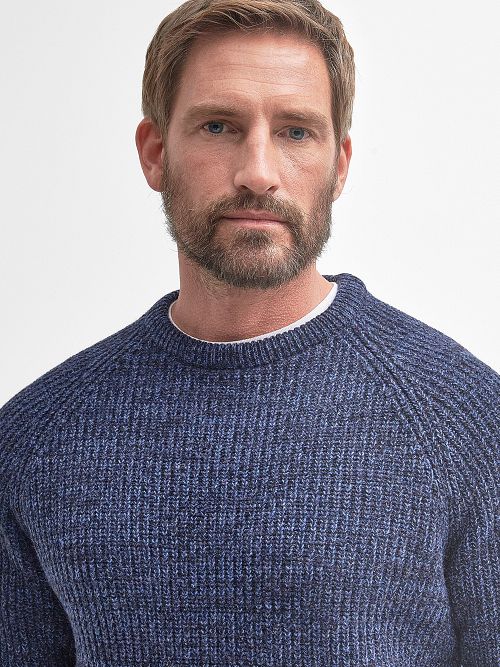 Barbour sweter z jagnięcej wełny, dzianinowy, granatowy Model / Voorkant