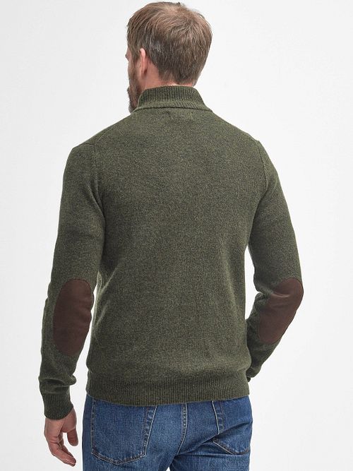 Barbour sweter z wełny z naszywką, zielony Model / Achterkant