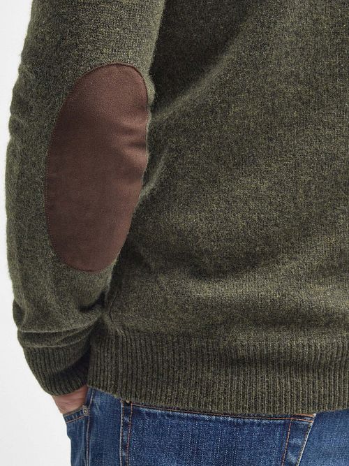 Barbour sweter z wełny z naszywką, zielony Model / Detail