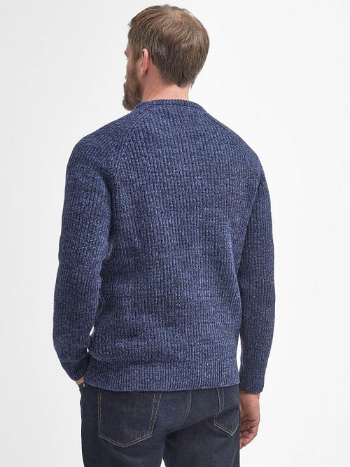 Barbour Trui Lamswol Knitted Navy Model / Achterkant