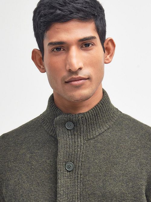 Barbour Lynlåsvest i Mørkegrøn Lammeuld Model / Voorkant