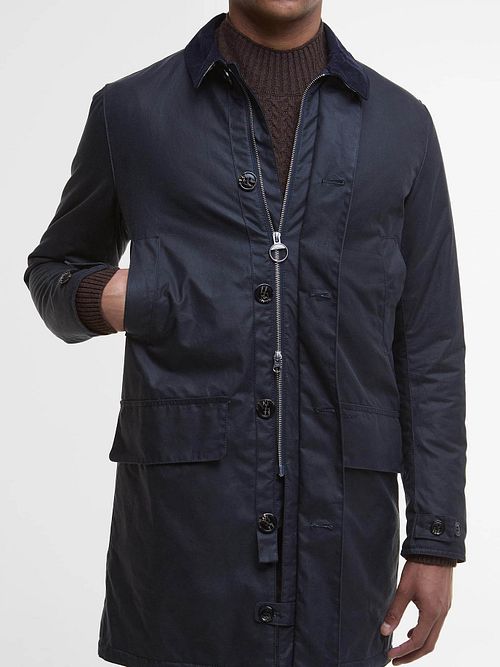 Barbour Wachsjacke Mac Navy Model / Detail