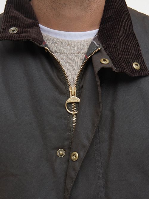 Barbour Westmoreland Wax Bodywarmer Olijfgroen Model / Detail