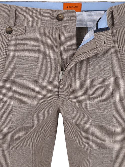 Suitable Chino Pico Pleat Check Sand
