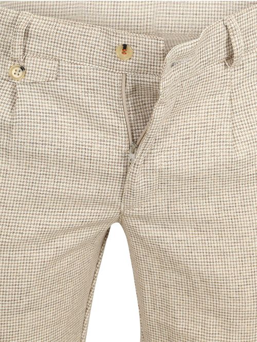 Suitable Chino Pico Pleat Cotton Linen Pepita Beige Product / Detail