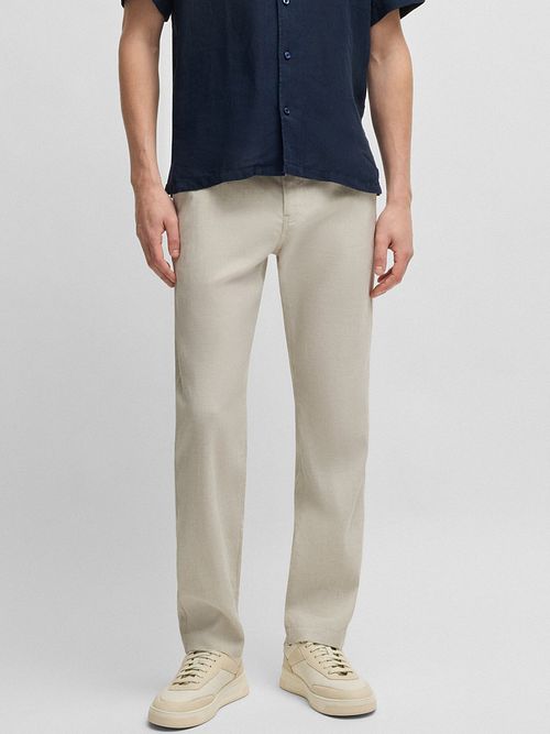 BOSS Chino Sanderson Linneblandning Ecru Model / Voorkant