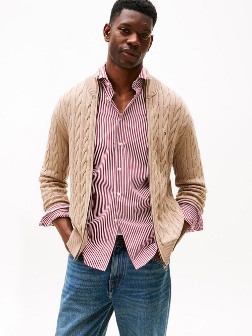 Chaleco con cremallera y punto trenzado Tommy Hilfiger en beige Model / Voorkant