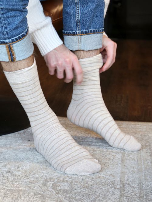 Suitable Chaussettes Lot de 3 Impression Ecru Model / Sfeerbeeld