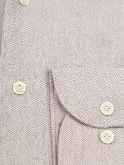 Profuomo Shirt Peached Herringbone Flannel Beige Product / Detail