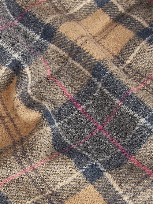 Écharpe Barbour Tartan en Laine d'Agneau Beige Product / Detail