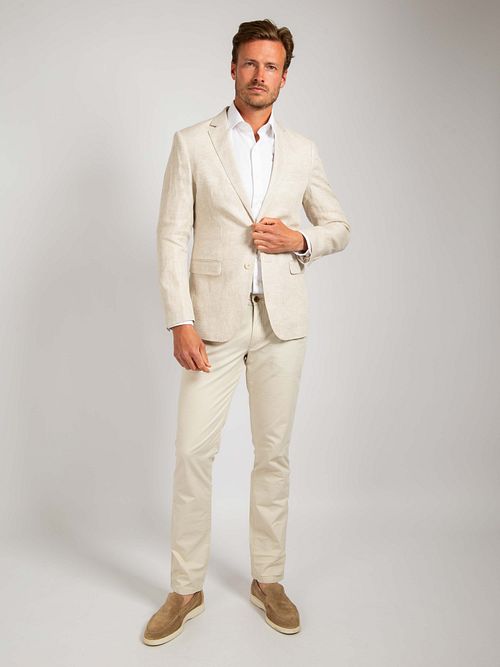 Suitable Blazer in lino a spina di pesce écru Model / Voorkant