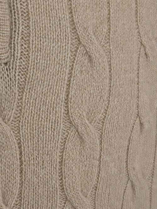 Steppin' Out Lau Pull Merino Half Zip Cable Beige