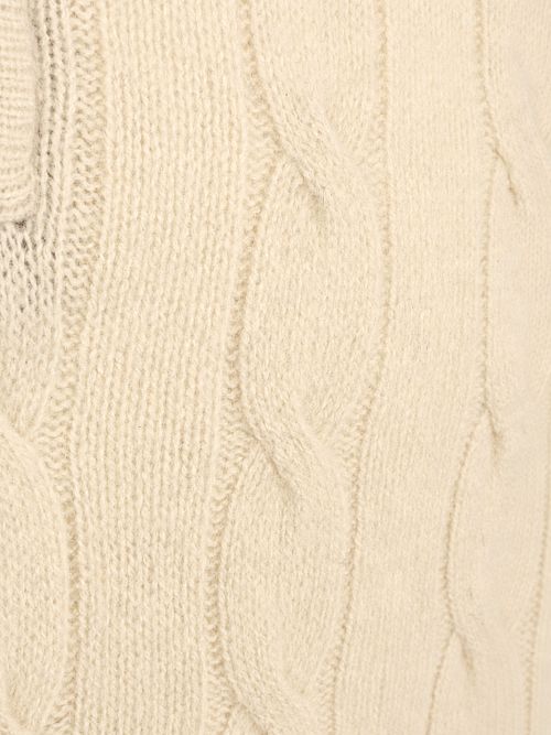 Steppin' Out Lau Pull Merino Half Zip Cable Ecru