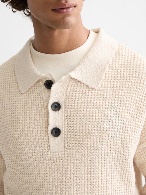 Scotch and Soda Waffle stitch dropped shoulder long Model / Detail