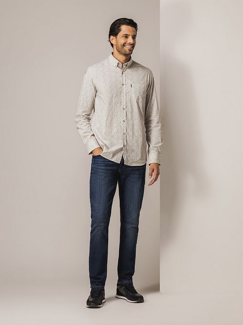 State of Art Shirt Poplin Print Beige