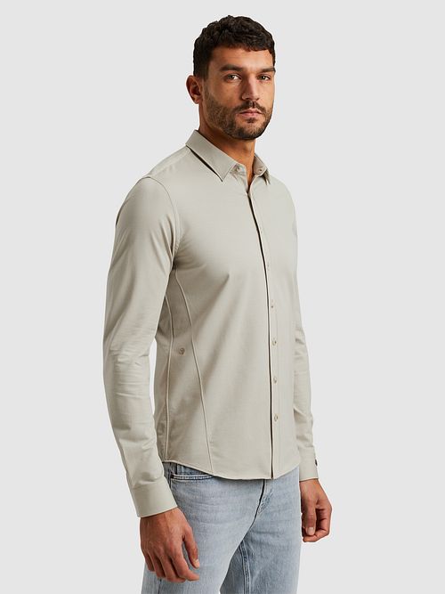 Cast Iron Overhemd Twill Jersey Greige Model / Voorkant