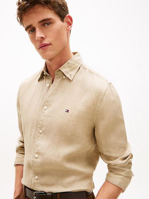 Tommy Hilfiger Overhemd Linnen Beige Model / Detail
