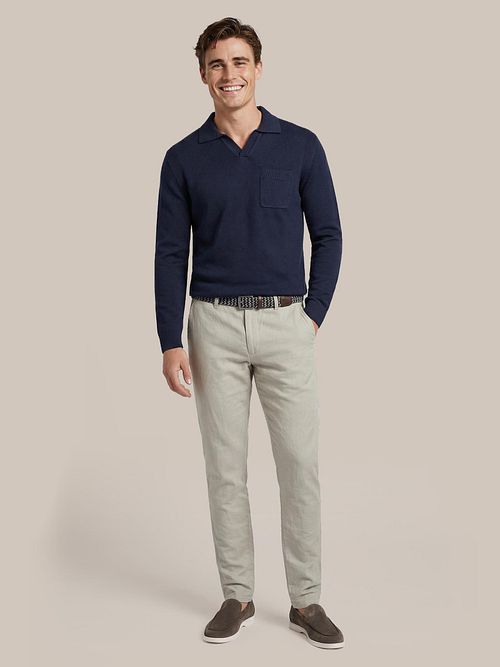 Suitable Chino Pico in lino beige Model / Voorkant