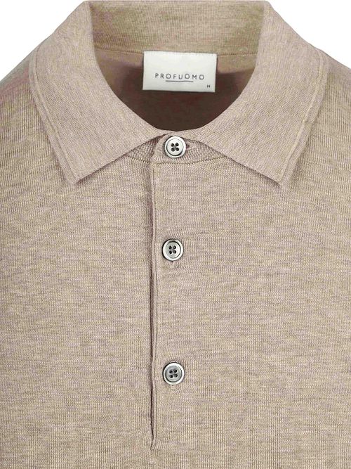 Profuomo Stickad Polo Beige Product / Detail