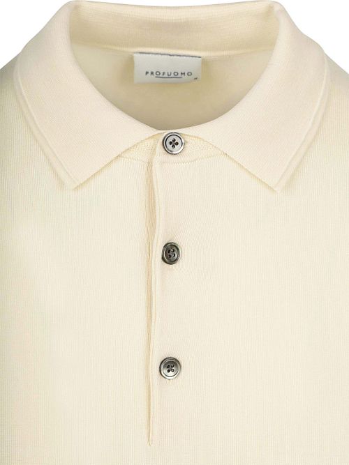 Profuomo Stickad Polo Ecru Product / Detail