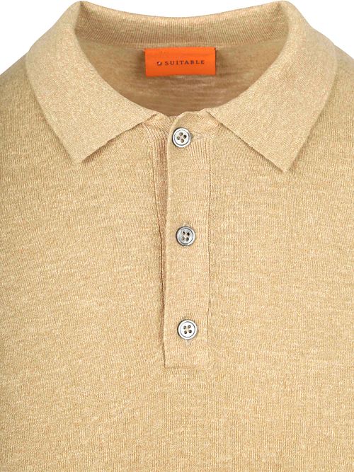 Suitable Stickad Piké Bomull Linne Beige Product / Detail