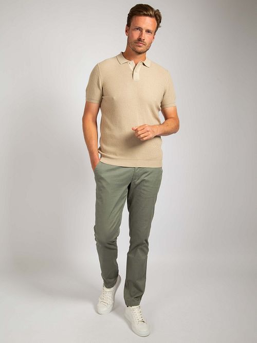 Suitable Respekt Polo Struktur Stickad Beige Model / Voorkant