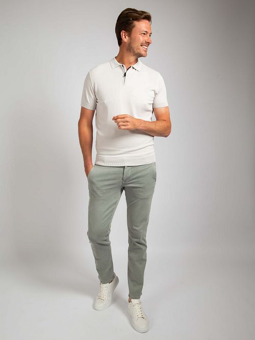 Suitable Stickad Polo med Halv Dragkedja Beige Model / Voorkant