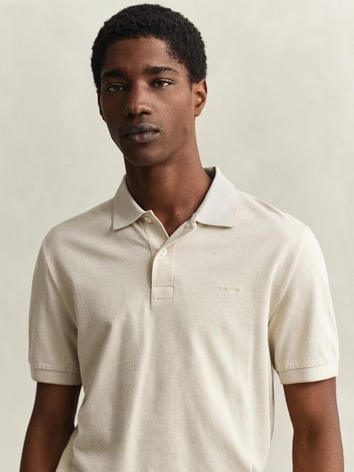 Gant 2Tone Piqué Polo Shirt Ecru Model / Voorkant