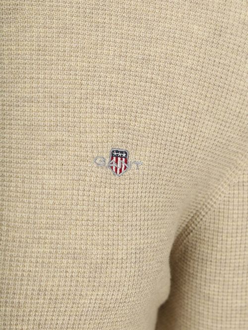Gant Half Zip Pull Micro Textured Beige