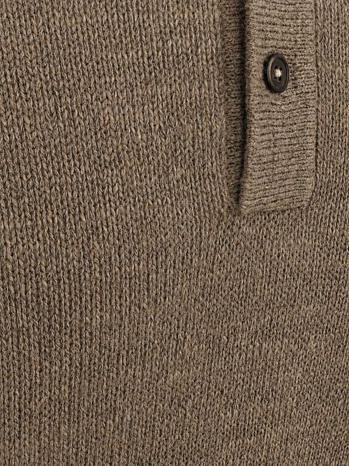Suitable Button Longue Melange Poloshirt Beige