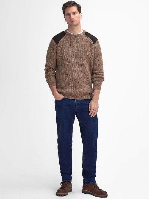 Barbour Pullover Raisthorpe Laine d'Agneau Beige Model / Voorkant