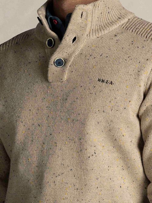 NZA Pull Mocker Adan Conor Melange Beige chaud Model / Voorkant