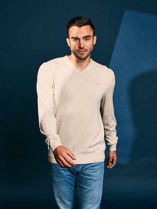 McGregor Pullover V-Ausschnitt Ecru Model / Voorkant