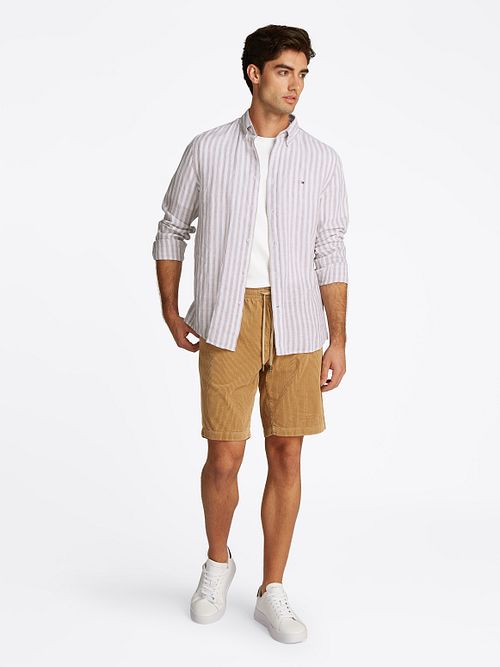 Tommy Hilfiger Skjorta i linne med ränder Beige Model / Voorkant