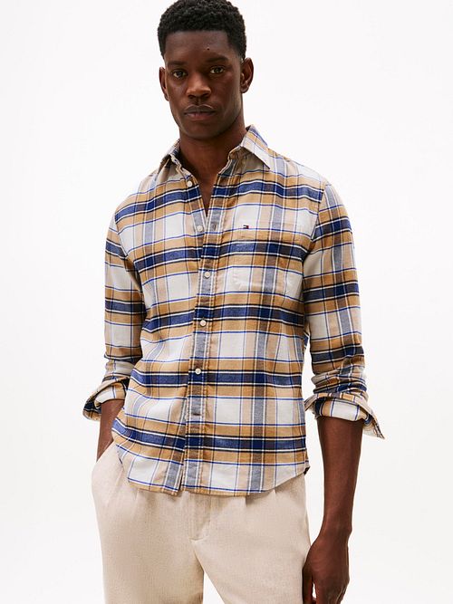 Tommy Hilfiger Flannel Skjorte Ternet Beige Model / Voorkant