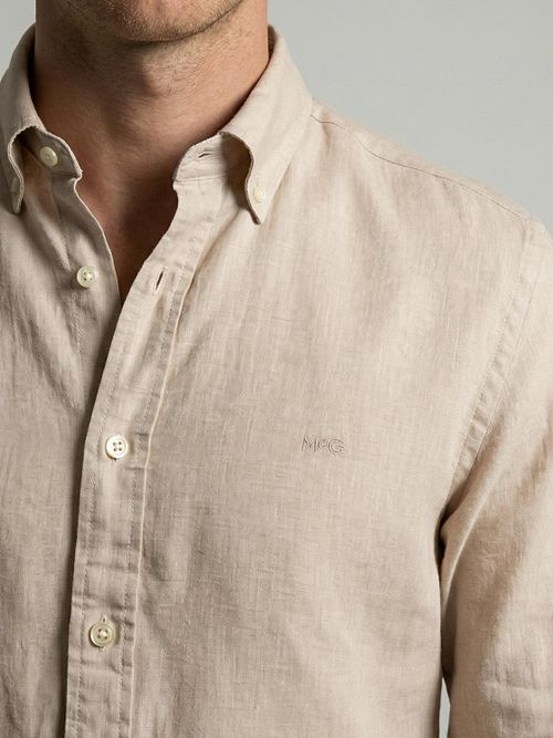 McGregor Skjorte Cotton Linen Ecru Model / Detail