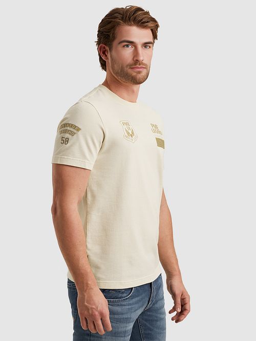 PME Legend T-Shirt våffelspik Krämig Model / Voorkant