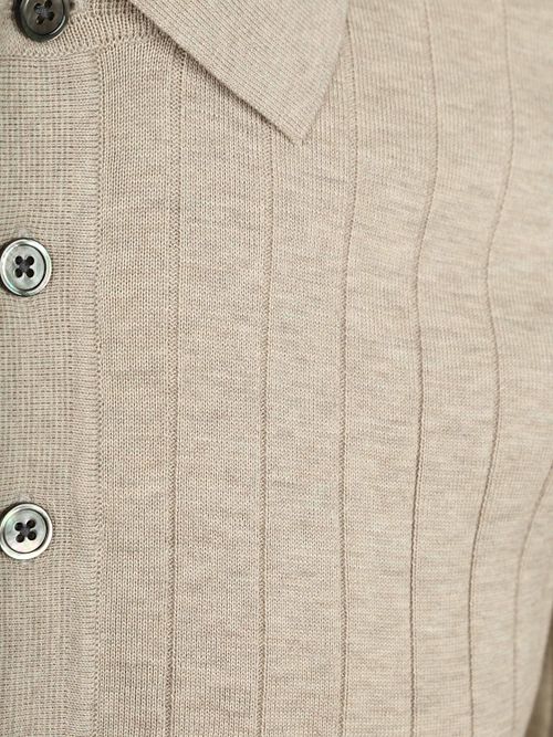Profuomo Langærmet Poloshirt Dropneedle Beige