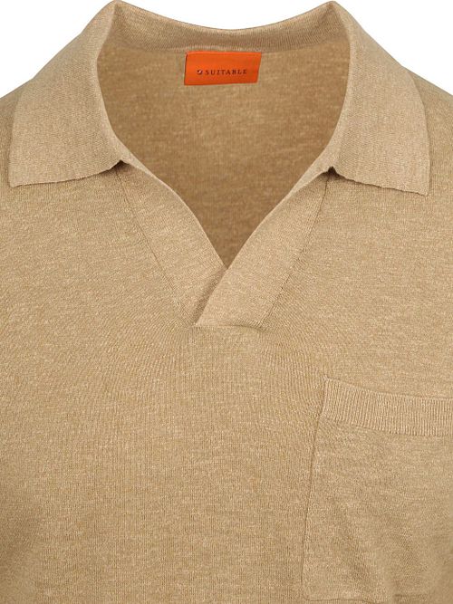 Suitable Longsleeve Knitted Polo Riva Pocket Sand Product / Detail